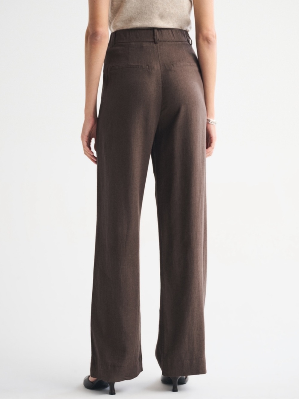 A&F Sloane Linen-Blend tailored Wide Leg Pant 25 Short - Inseam 27” - Picture 4 of 8
